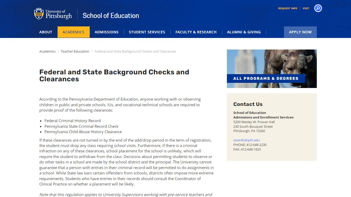 Federal and State Background Checks and Clearances | School of ...